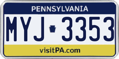 PA license plate MYJ3353