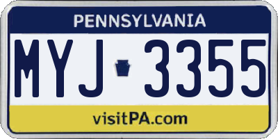 PA license plate MYJ3355