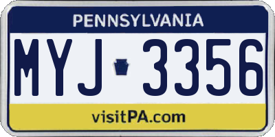 PA license plate MYJ3356
