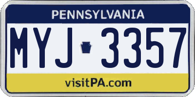 PA license plate MYJ3357