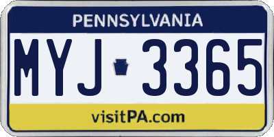 PA license plate MYJ3365