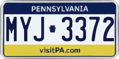PA license plate MYJ3372