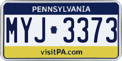 PA license plate MYJ3373