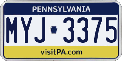 PA license plate MYJ3375