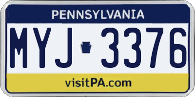 PA license plate MYJ3376