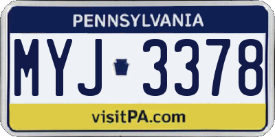 PA license plate MYJ3378