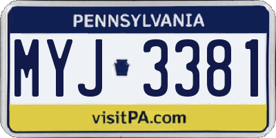 PA license plate MYJ3381