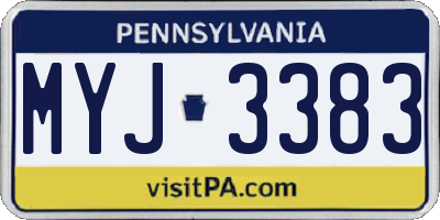 PA license plate MYJ3383