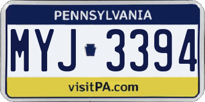 PA license plate MYJ3394