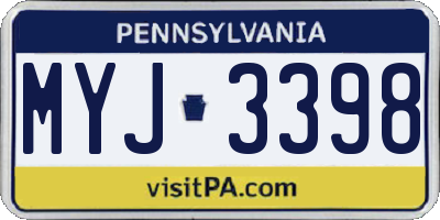 PA license plate MYJ3398