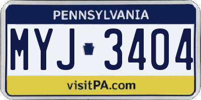 PA license plate MYJ3404