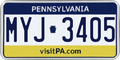 PA license plate MYJ3405