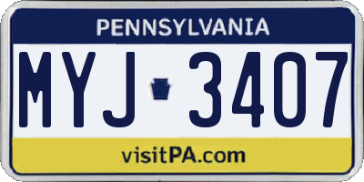 PA license plate MYJ3407