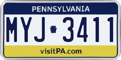 PA license plate MYJ3411
