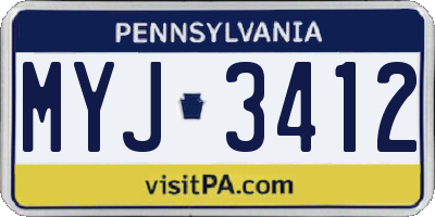 PA license plate MYJ3412