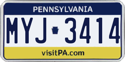 PA license plate MYJ3414