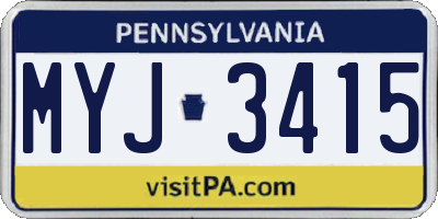 PA license plate MYJ3415