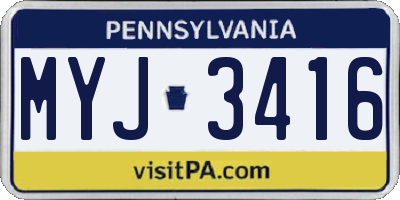PA license plate MYJ3416