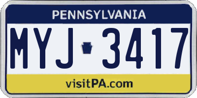 PA license plate MYJ3417