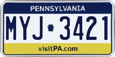 PA license plate MYJ3421