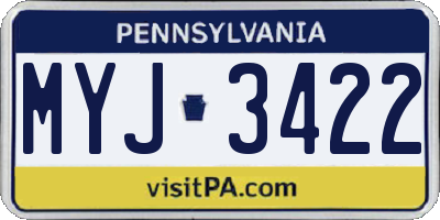 PA license plate MYJ3422