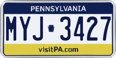 PA license plate MYJ3427