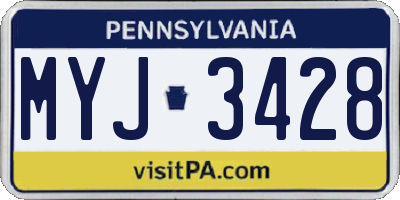 PA license plate MYJ3428