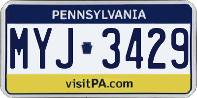PA license plate MYJ3429