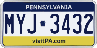 PA license plate MYJ3432