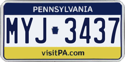 PA license plate MYJ3437