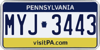 PA license plate MYJ3443