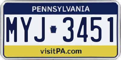 PA license plate MYJ3451