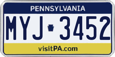 PA license plate MYJ3452