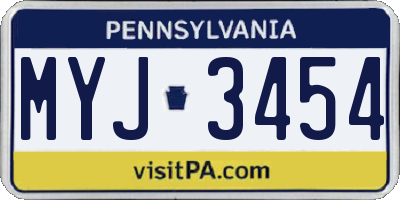 PA license plate MYJ3454