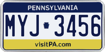 PA license plate MYJ3456