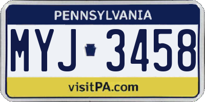 PA license plate MYJ3458