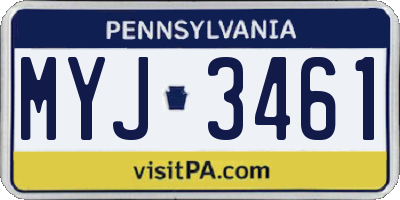 PA license plate MYJ3461