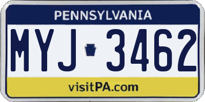PA license plate MYJ3462