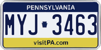 PA license plate MYJ3463