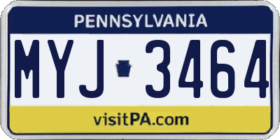 PA license plate MYJ3464