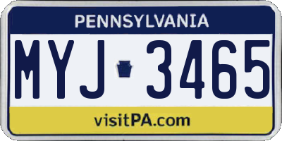 PA license plate MYJ3465