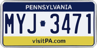 PA license plate MYJ3471
