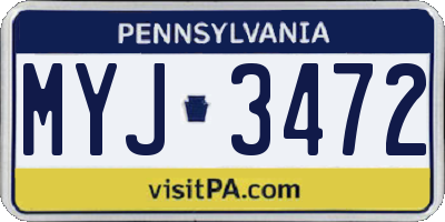 PA license plate MYJ3472