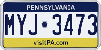 PA license plate MYJ3473