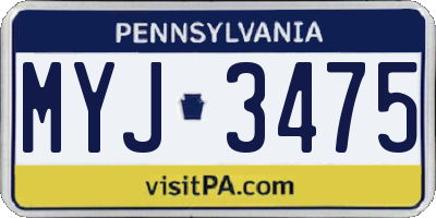 PA license plate MYJ3475