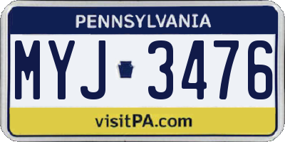 PA license plate MYJ3476