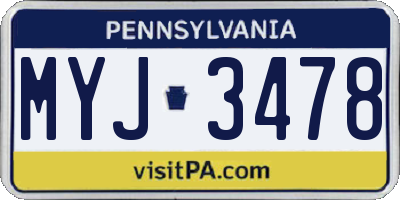 PA license plate MYJ3478