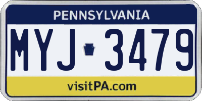 PA license plate MYJ3479