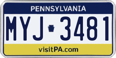 PA license plate MYJ3481