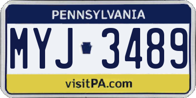 PA license plate MYJ3489
